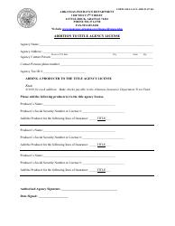 Document preview: Form AID-LI-AGY-ADD-TI Addition to Title Agency License - Arkansas