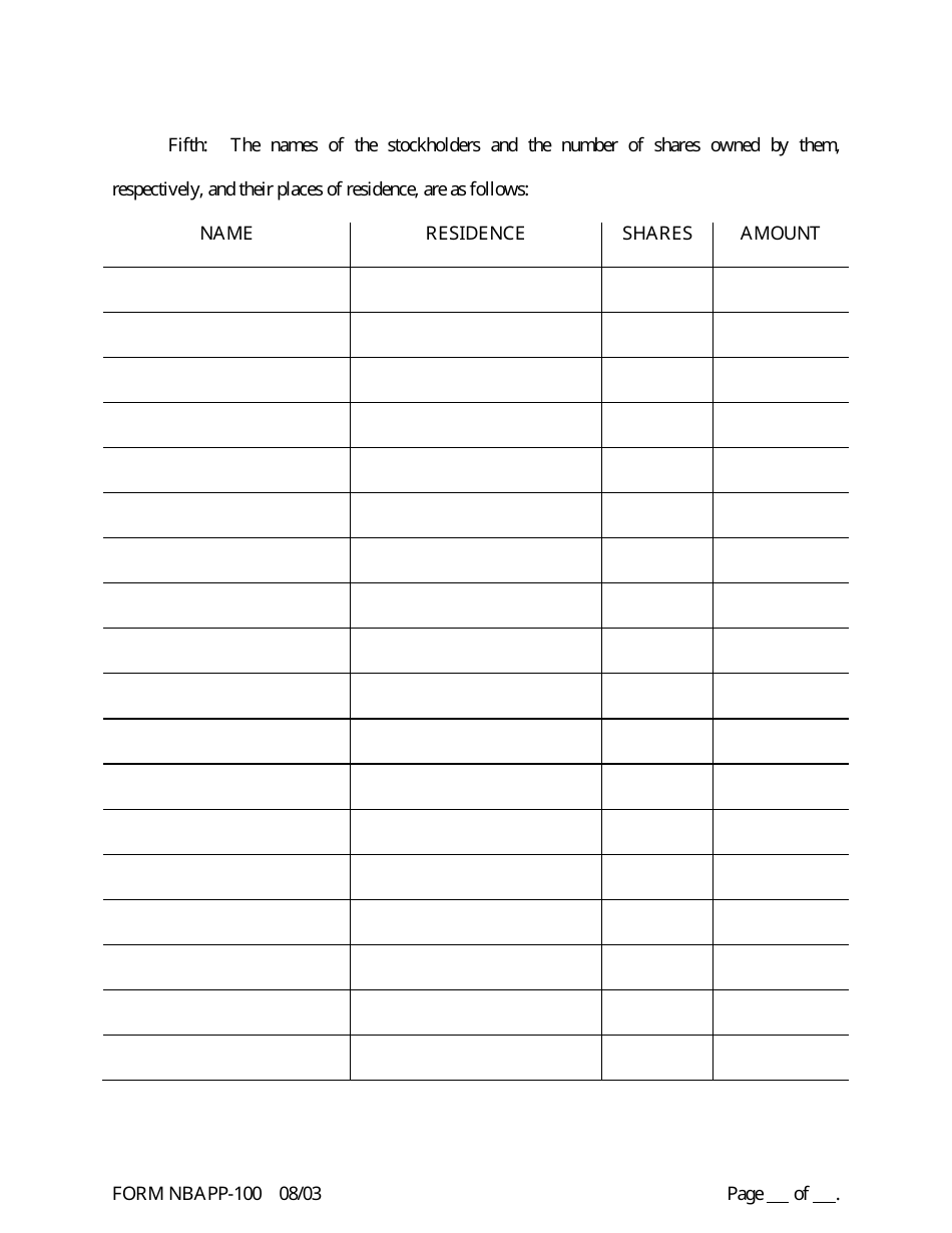 Form NBAPP-100 - Fill Out, Sign Online and Download Printable PDF ...