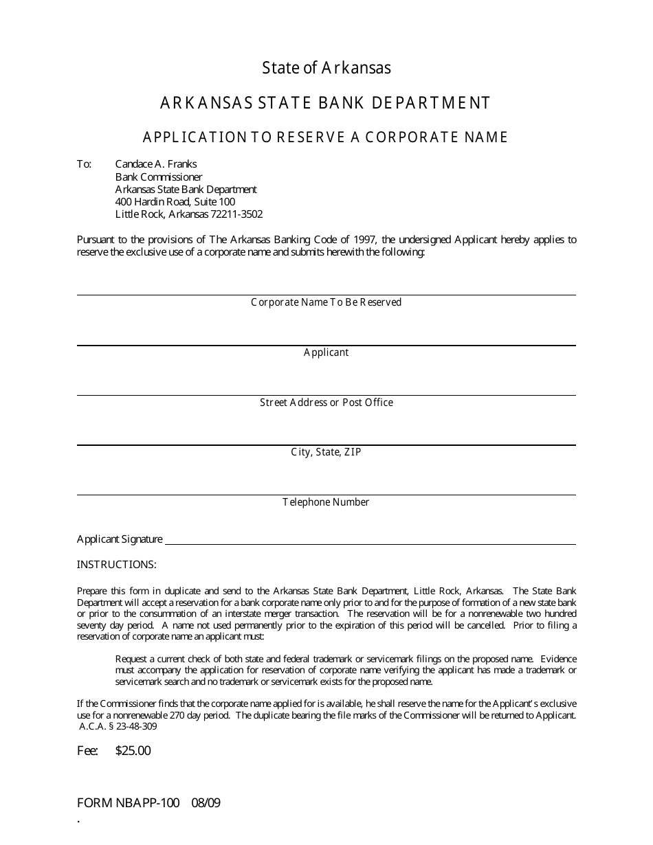 Form NBAPP-100 Application for Proposed State Bank Charter - Arkansas, Page 25