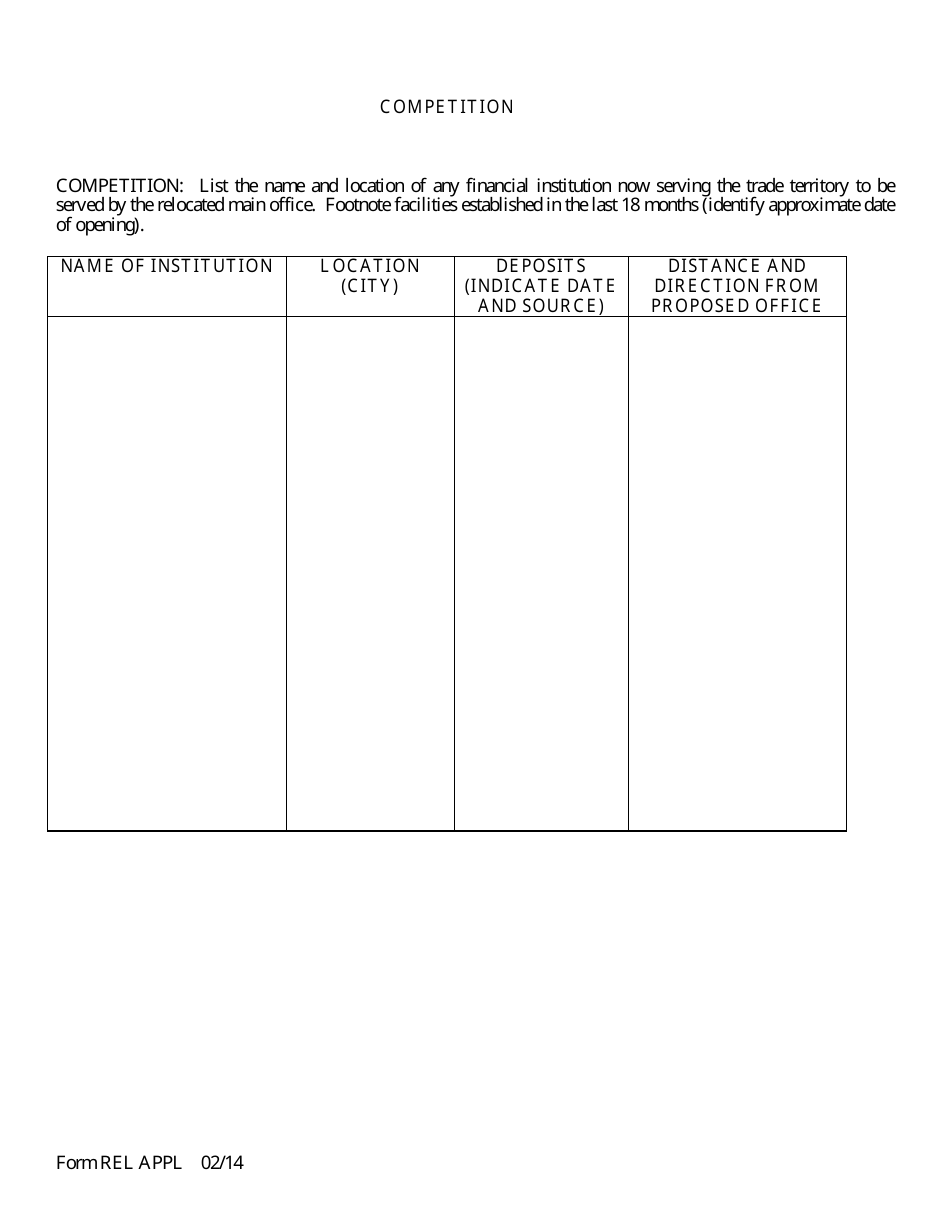 Form REL APPL Application to Relocate Main Office - Arkansas, Page 12