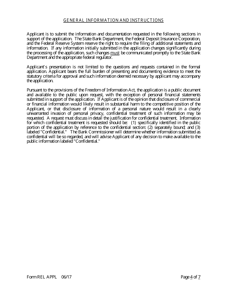 Form REL APPL Application to Relocate Main Office - Arkansas, Page 4