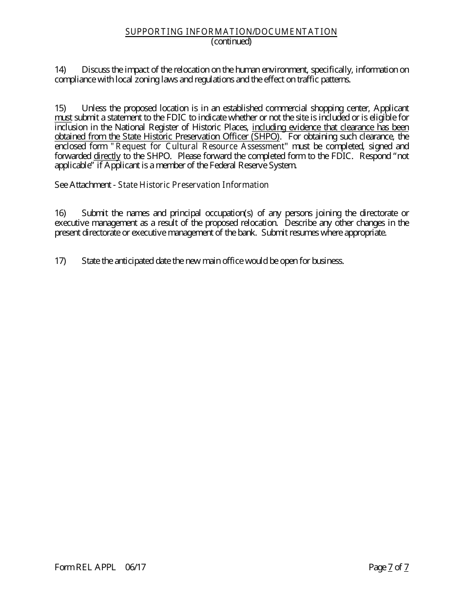 Form REL APPL Application to Relocate Main Office - Arkansas, Page 7