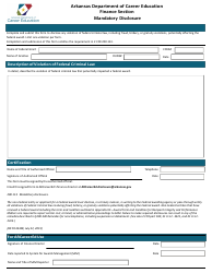 Document preview: Mandatory Disclosure Form - Arkansas