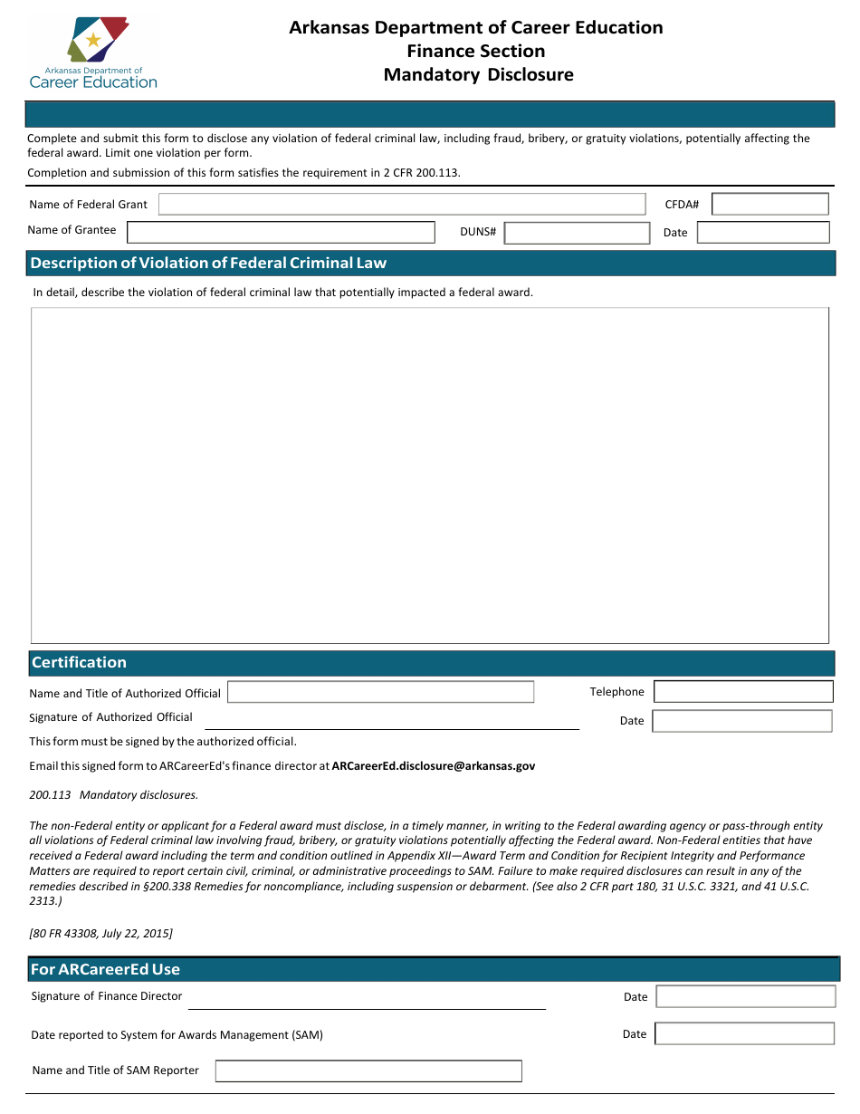 Arkansas Mandatory Disclosure Form Fill Out Sign Online And Download 