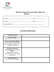 Document preview: Distance Education Curriculum Approval Request Form - Arkansas