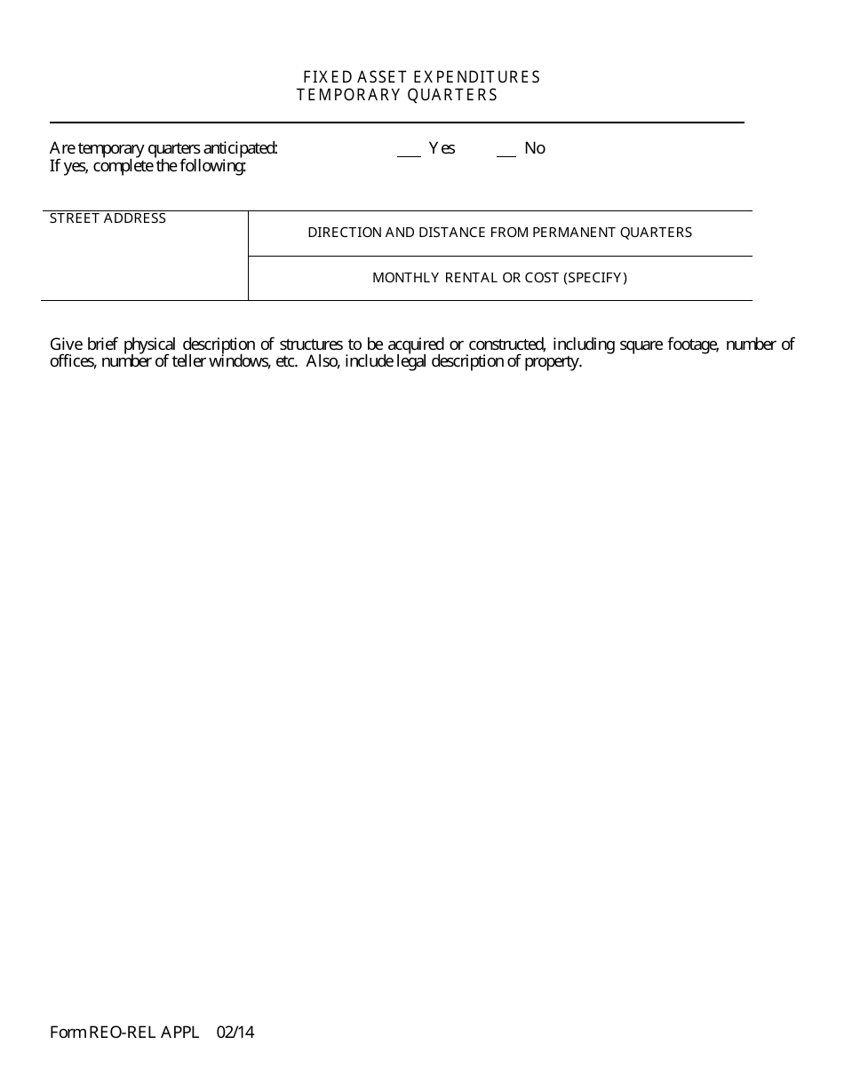 Form REO-REL APPL Application to Reorganize and Relocate Bank Charter - Arkansas, Page 14