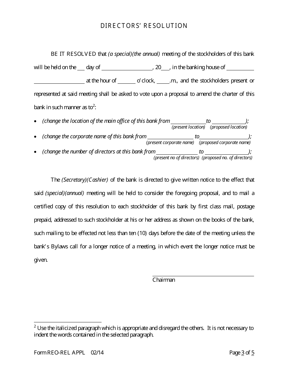 Form REO-REL APPL Application to Reorganize and Relocate Bank Charter - Arkansas, Page 25
