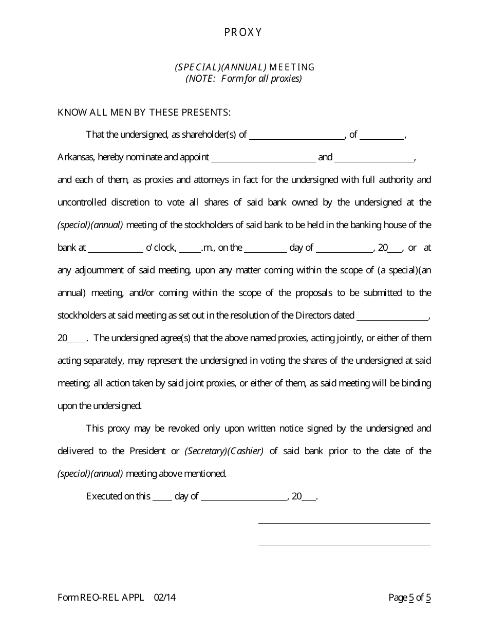 Form REO-REL APPL Application to Reorganize and Relocate Bank Charter - Arkansas, Page 27