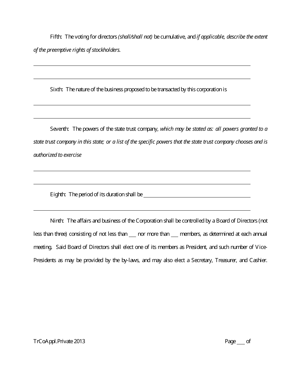 Application for Proposed Private State Trust Company - Arkansas, Page 15