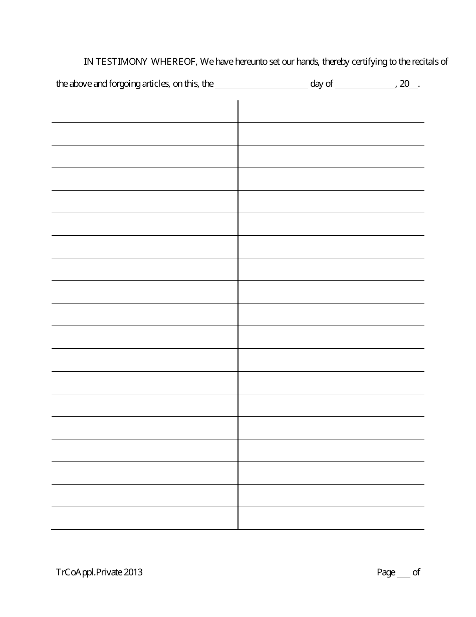 Application for Proposed Private State Trust Company - Arkansas, Page 17