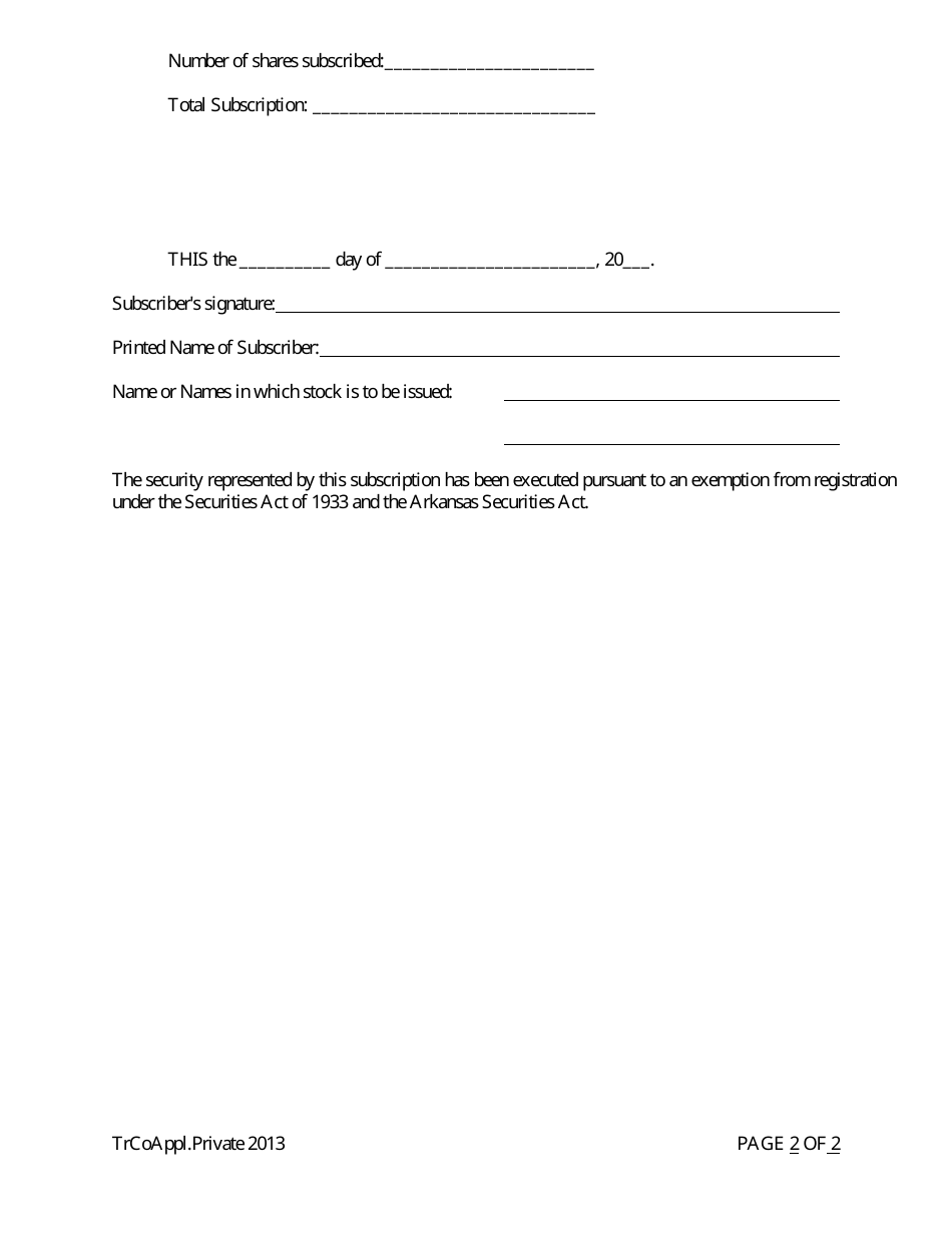 Application for Proposed Private State Trust Company - Arkansas, Page 20