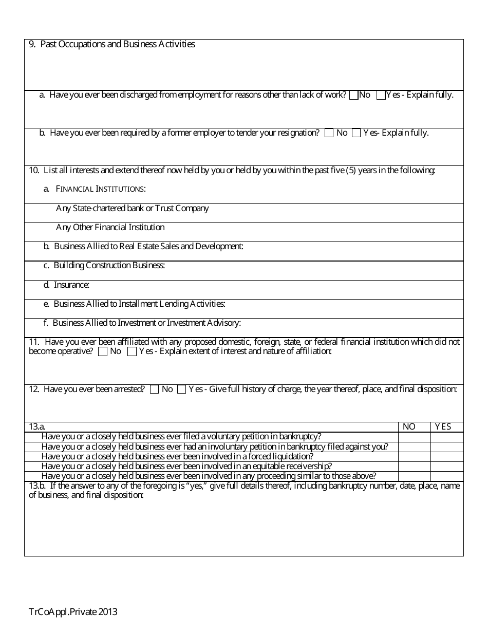 Application for Proposed Private State Trust Company - Arkansas, Page 27