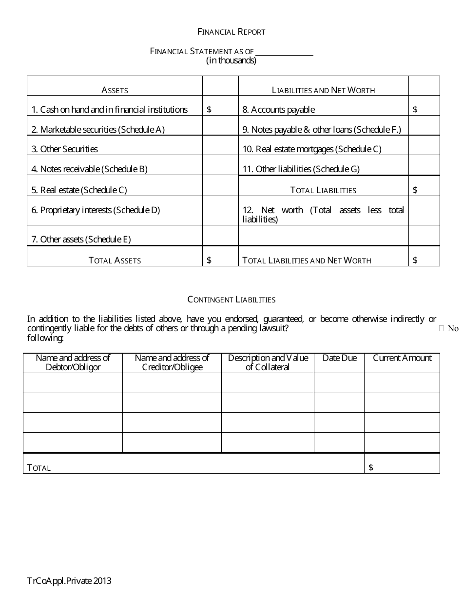 Application for Proposed Private State Trust Company - Arkansas, Page 29