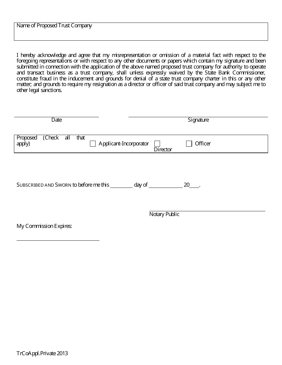 Application for Proposed Private State Trust Company - Arkansas, Page 35