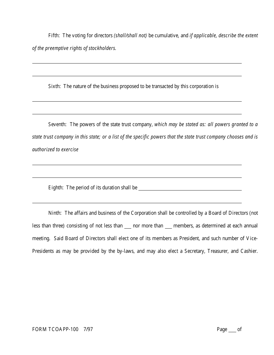 Form TCOAPP-100 Application for Proposed State Trust Company - Arkansas, Page 19