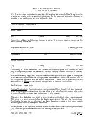 Form TCOAPP-100 Application for Proposed State Trust Company - Arkansas