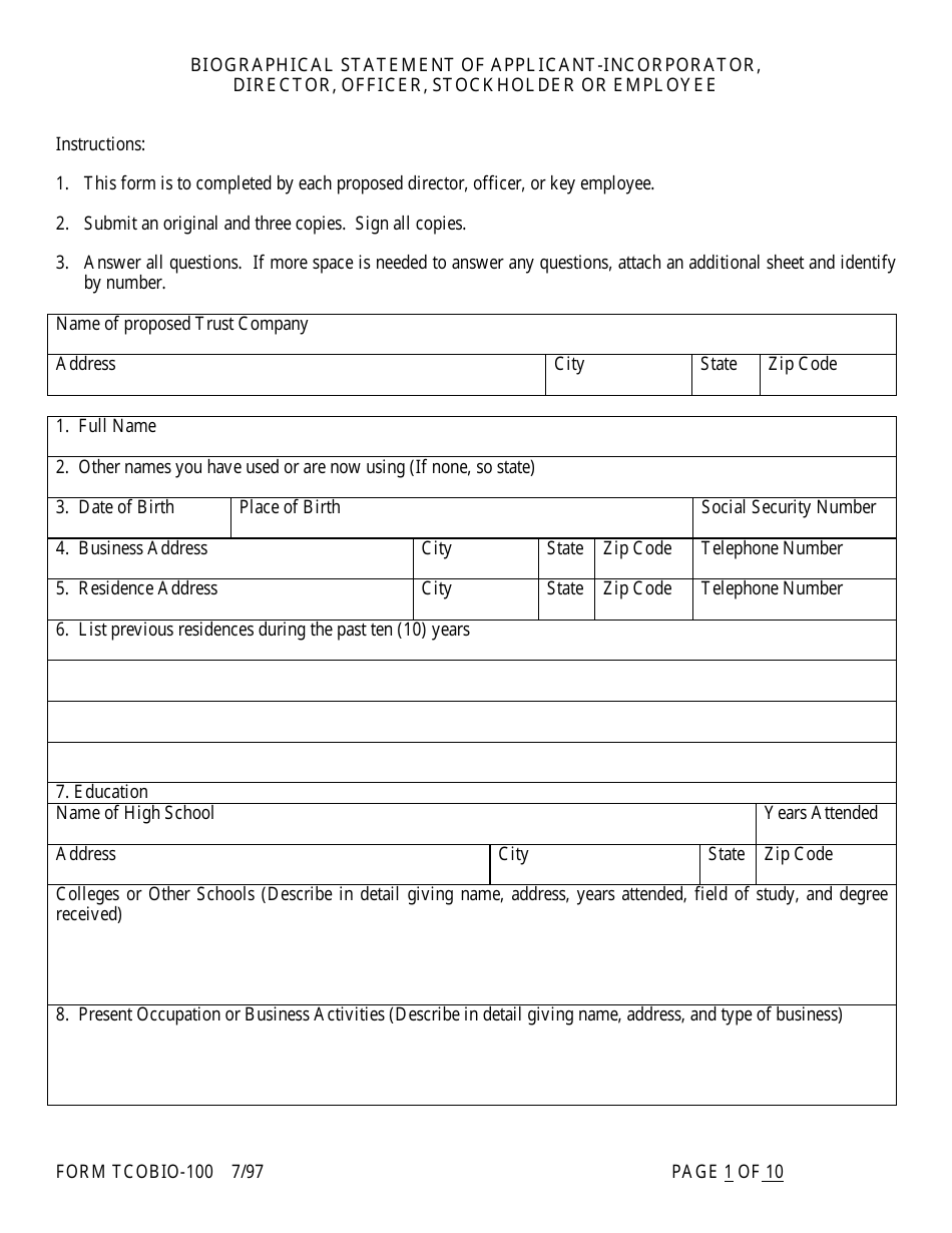 Form TCOAPP-100 Application for Proposed State Trust Company - Arkansas, Page 31