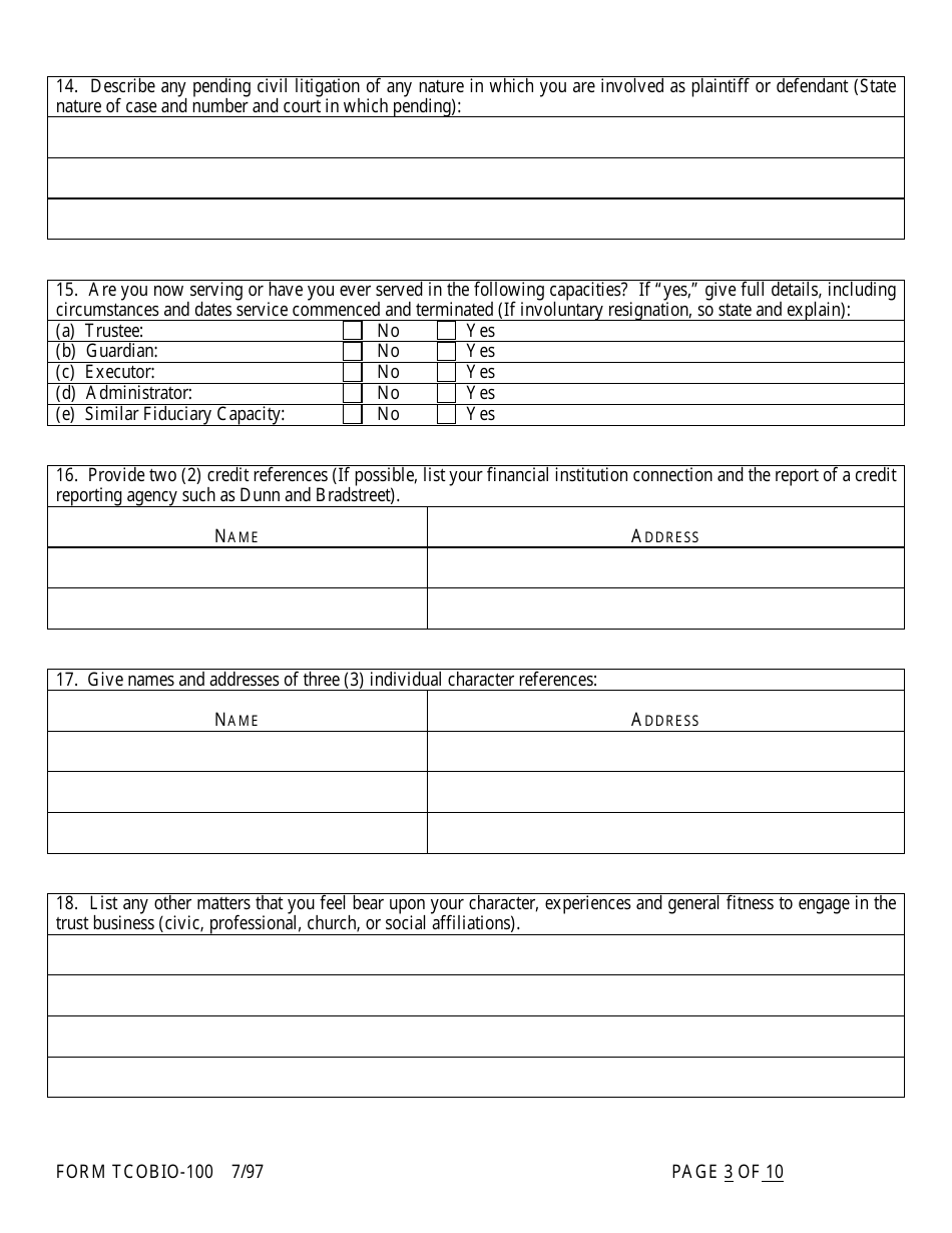 Form TCOAPP-100 Application for Proposed State Trust Company - Arkansas, Page 33