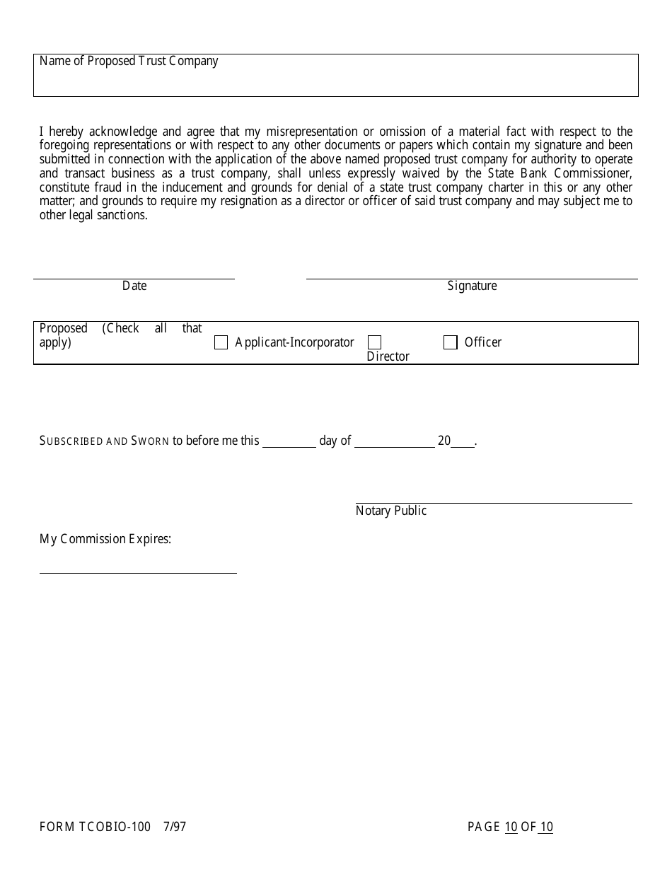 Form TCOAPP-100 Application for Proposed State Trust Company - Arkansas, Page 40