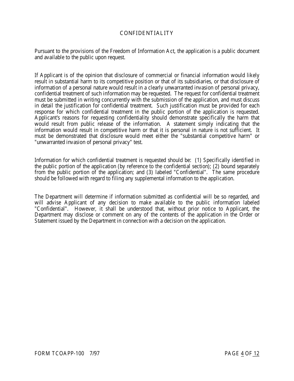 Form TCOAPP-100 Application for Proposed State Trust Company - Arkansas, Page 4