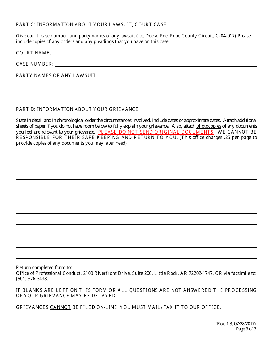 Grievance Form - Arkansas, Page 3