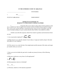 Affidavit in Support of Request to Proceed in Forma Pauperis - Arkansas