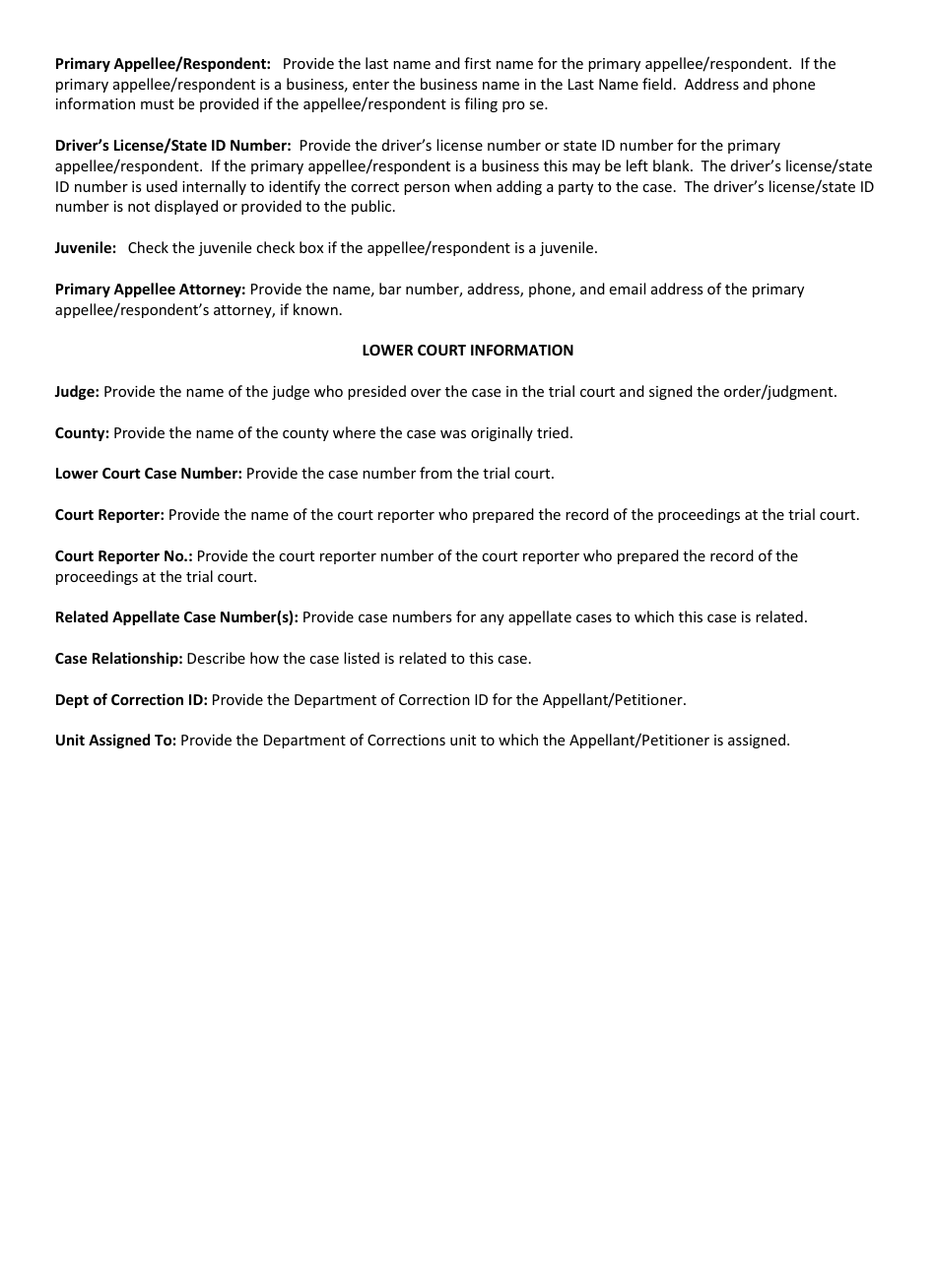 Appellate Court Cover Sheet - Arkansas, Page 3