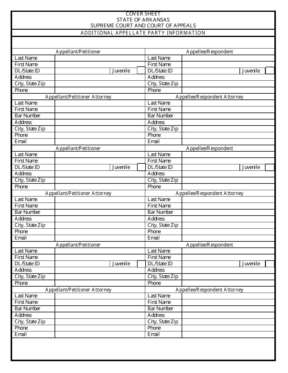 Appellate Court Cover Sheet - Arkansas, Page 5