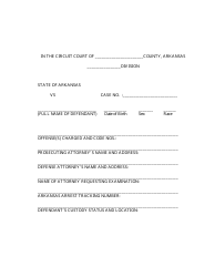 Document preview: Order for Criminal Responsibility Examination of Defendant - Arkansas