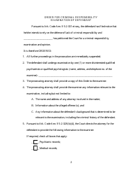 Order for Criminal Responsibility Examination of Defendant - Arkansas, Page 2