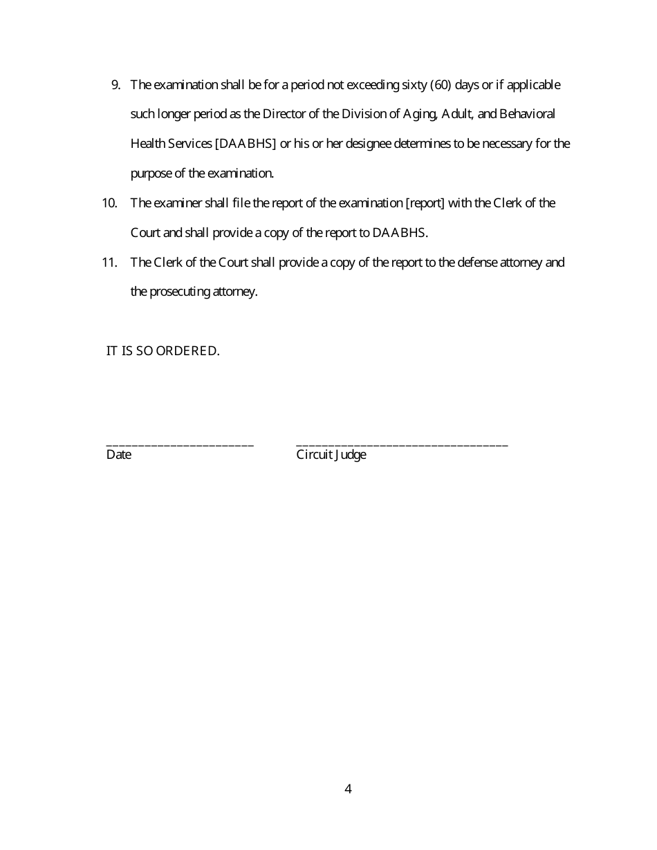 Order for Criminal Responsibility Examination of Defendant - Arkansas, Page 4