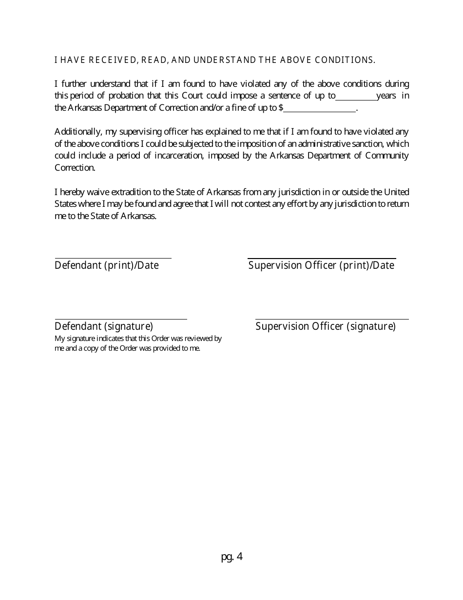 Conditions of Probation - Arkansas, Page 4