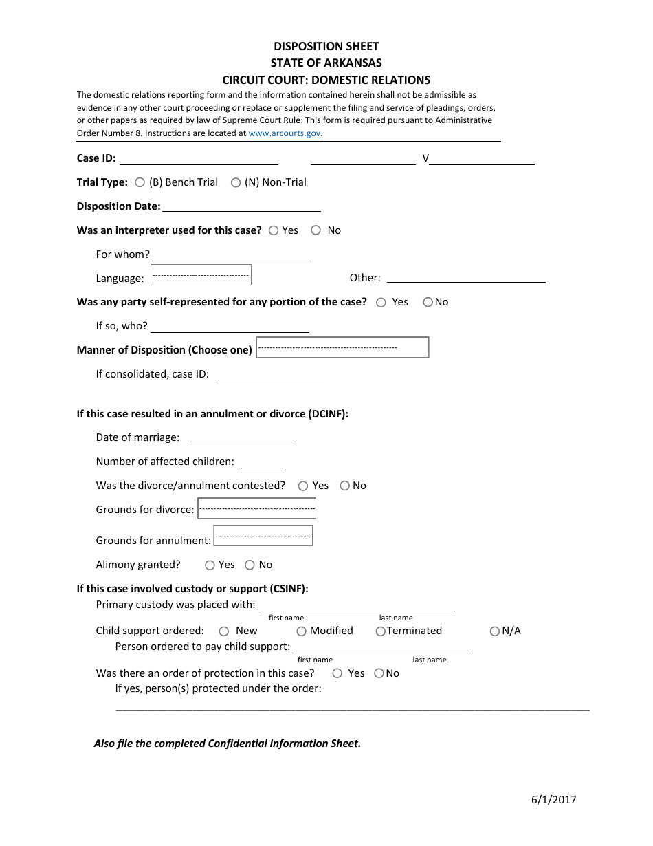 arkansas domestic relation disposition sheet download fillable pdf templateroller