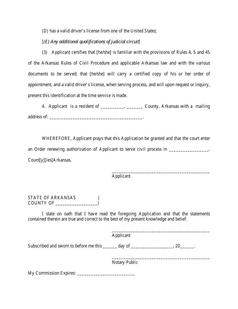 Arkansas Application for Renewal of Appointment and Authorization to ...