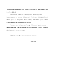 Order of Appointment as Process Server - Arkansas, Page 2