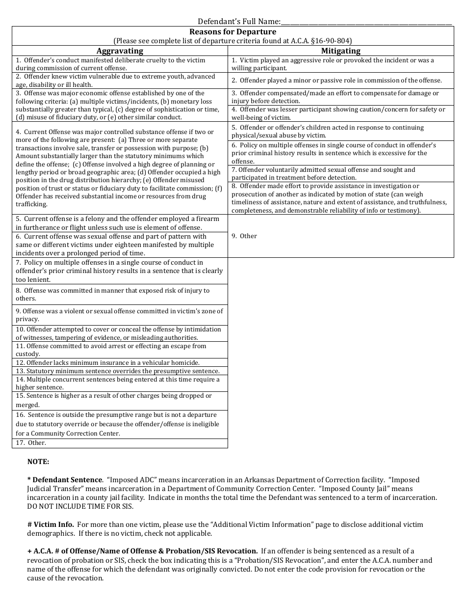 Arkansas Sentencing Order Form - Fill Out, Sign Online and Download PDF ...