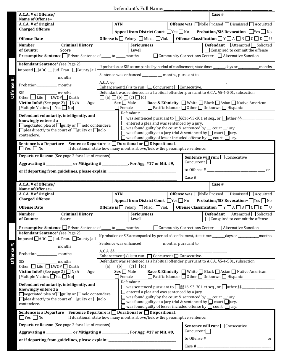 Sentencing Order Form - Arkansas, Page 3