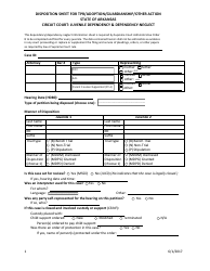 Document preview: Juvenile Dependency-Neglect Tpr/Adoption/Guardianship Disposition Sheet - Arkansas