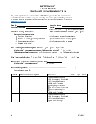 Document preview: Juvenile Delinquency & Ejj Disposition Sheet - Arkansas