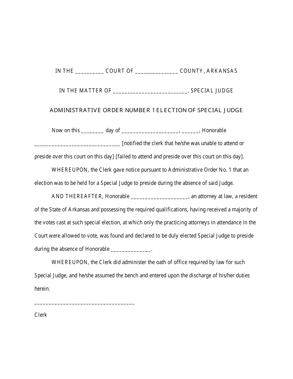 Administrative Order 1 - Election of Special Judge - Arkansas, Page 1