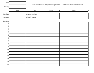 &quot;Local Security and Emergency Preparedness Committee Member Information Form&quot; - Arkansas