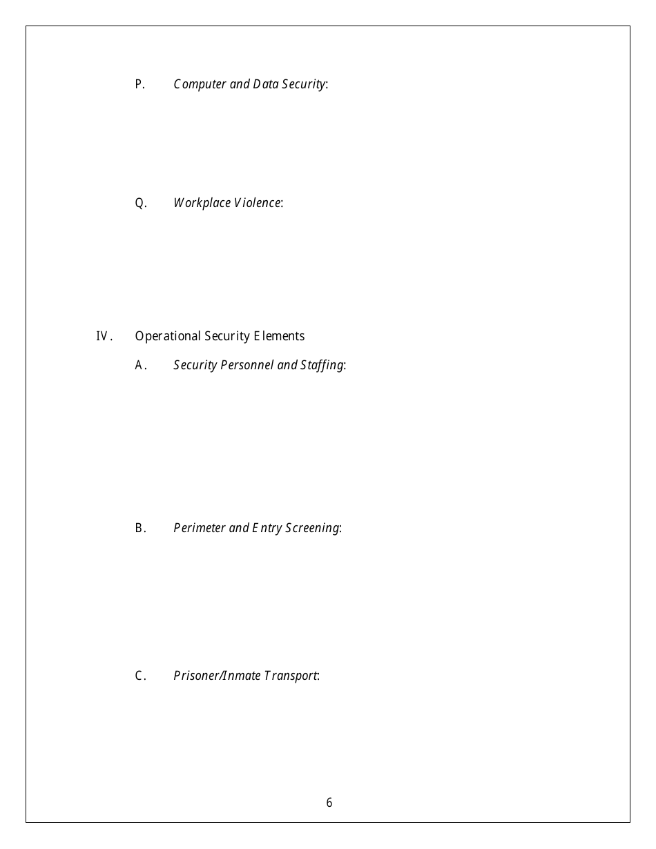 Court Security Plan Template - Arkansas, Page 6