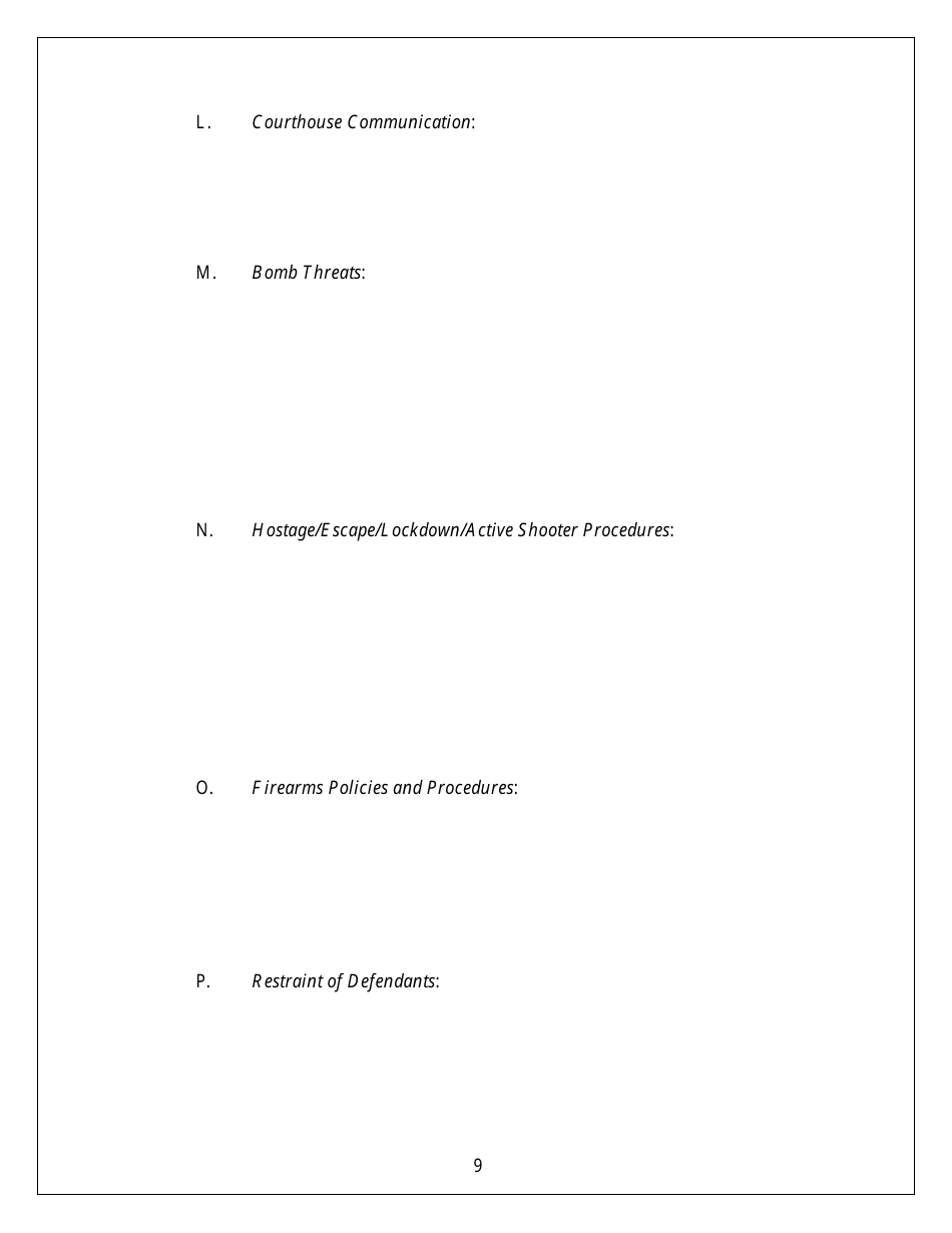 Court Security Plan Template - Arkansas, Page 9