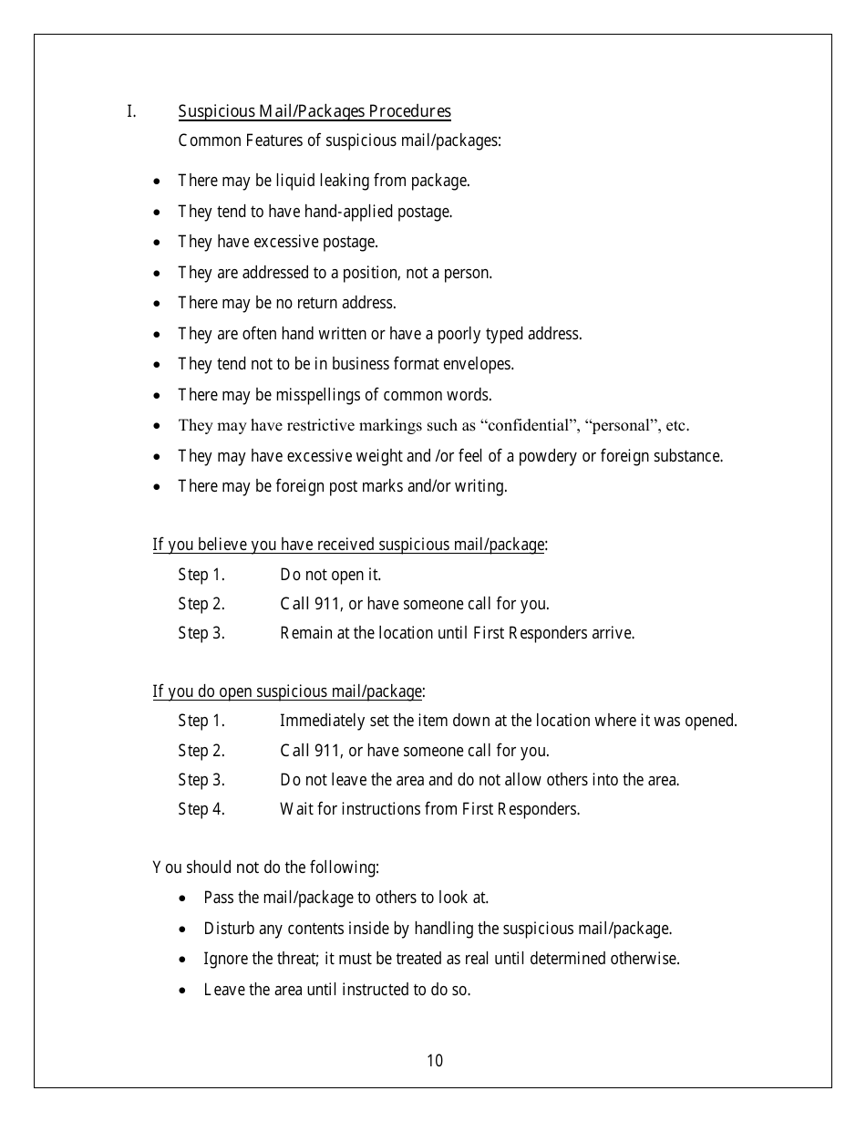 Emergency Response Plan - Security and Emergency Preparedness - Arkansas, Page 10