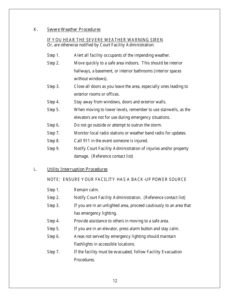 Emergency Response Plan - Security and Emergency Preparedness - Arkansas, Page 12