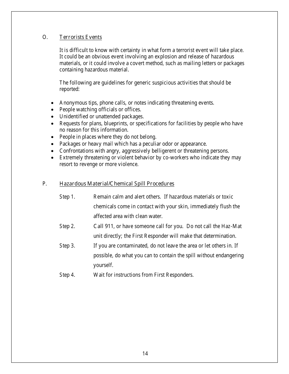 Emergency Response Plan - Security and Emergency Preparedness - Arkansas, Page 14