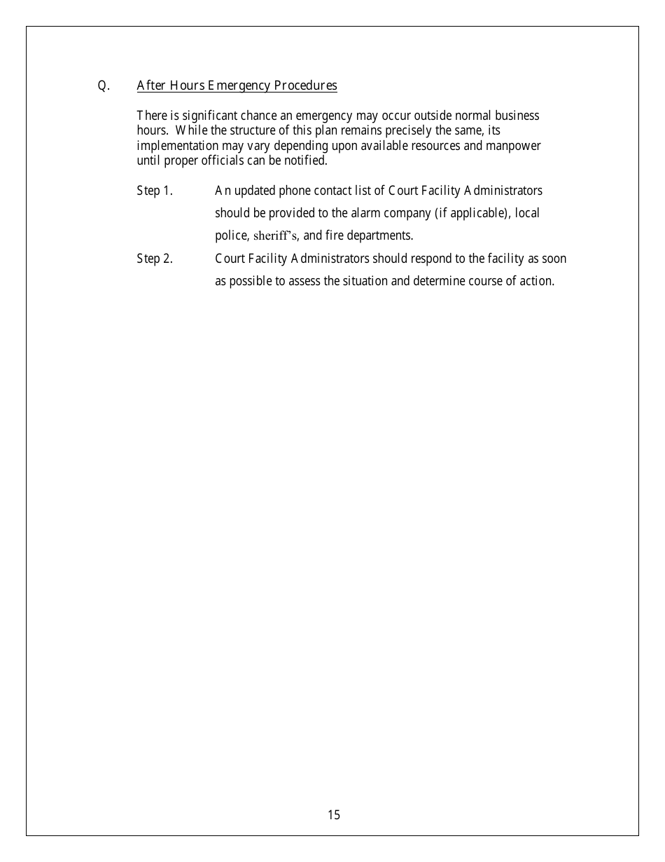 Emergency Response Plan - Security and Emergency Preparedness - Arkansas, Page 15