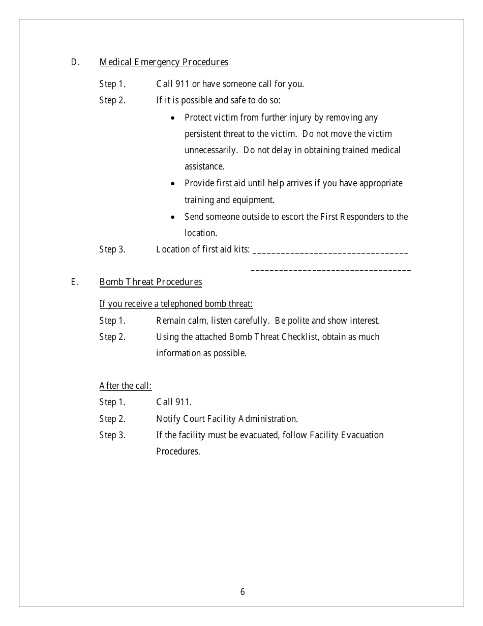 Emergency Response Plan - Security and Emergency Preparedness - Arkansas, Page 6