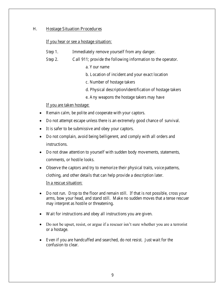 Emergency Response Plan - Security and Emergency Preparedness - Arkansas, Page 9