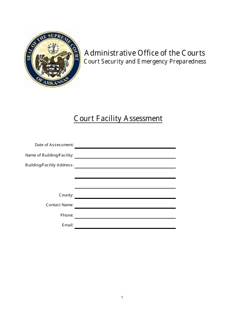 Court Facility Assessment Form - Arkansas Download Pdf